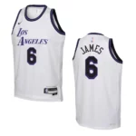 Youth Los Angeles Lakers 2022-23 City Edition LeBron James White Jersey - 49Native