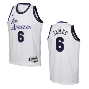 Youth Los Angeles Lakers 2022-23 City Edition LeBron James White Jersey - 49Native
