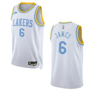 Los Angeles Lakers LeBron James White 75 Anniversary 2022-23 Classic Edition Jersey - 49Native