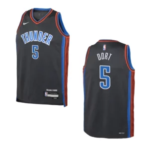 2022-23 Oklahoma City Thunder Youth City Edition Luguentz Dort Grey Jersey - 49Native