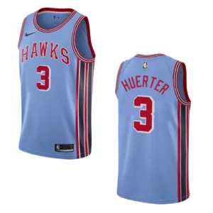 Hawks #3 Kevin Huerter Hardwood Classic Jersey - Light Blue - 49Native