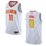 Hawks #11 Trae Young Association Jersey - White - 49Native