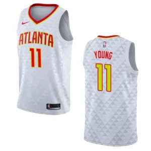 Hawks #11 Trae Young Association Jersey - White - 49Native