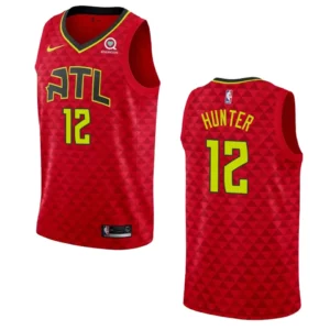 Hawks #12 De'andre Hunter Statement Jersey - Red - 49Native