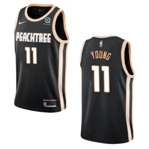 Hawks #11 Trae Young City Jersey - Black - 49Native