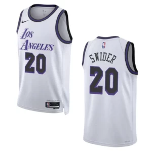 Lakers 2022-23 City Edition Cole Swider White Jersey Swingman - 49Native