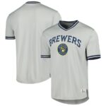Milwaukee Brewers V-Neck Jersey - Gray - 49Native