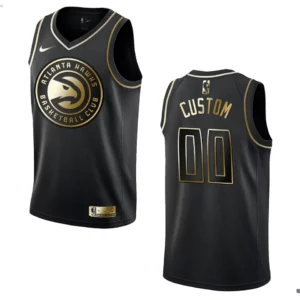Hawks #00 Custom Golden Edition Jersey - Black - 49Native