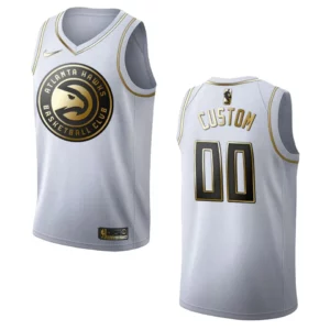 Hawks #00 Custom Golden Edition Jersey - White - 49Native