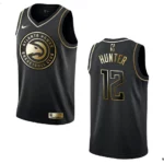 Hawks #12 De'Andre Hunter Golden Edition Jersey - Black - 49Native