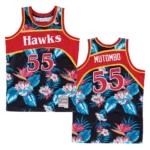 Hawks #55 Dikembe Mutombo Floral Fashion Jersey - Black - 49Native