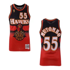 Hawks #55 Dikembe Mutombo Hardwood Classic Jersey - Red - 49Native