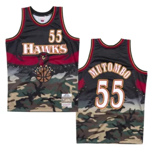 Hawks #55 Dikembe Mutombo Woodland Camo Jersey - Camo - 49Native