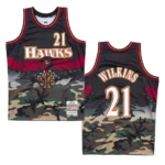Hawks #21 Dominique Wilkins Woodland Camo Jersey - Camo - 49Native