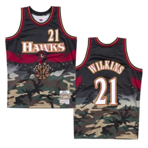 Hawks #21 Dominique Wilkins Woodland Camo Jersey - Camo - 49Native