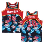 Hawks #20 John Collins Floral Fashion Jersey - Black - 49Native