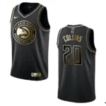 Hawks #20 John Collins Golden Edition Jersey - Black - 49Native