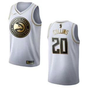 Hawks #20 John Collins Golden Edition Jersey - White - 49Native