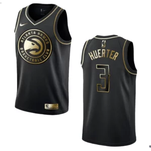 Hawks #3 Kevin Huerter Golden Edition Jersey - Black - 49Native