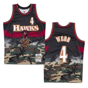 Hawks #4 Spud Webb Woodland Camo Jersey - Camo - 49Native