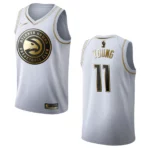 Hawks #11 Trae Young Golden Edition Jersey - White - 49Native