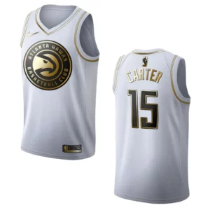 Hawks #15 Vince Carter Golden Edition Jersey - White - 49Native