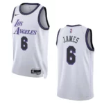 Lakers 2022-23 City Edition LeBron James White Jersey Swingman - 49Native