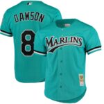 Andre Dawson Florida Marlins Mitchell & Ness Cooperstown Collection Mesh Batting Practice Button-Up Jersey - Teal - 49Native