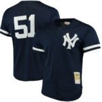 Bernie Williams New York Yankees Mitchell & Ness Cooperstown Collection Mesh Batting Practice Button-Up Jersey - Navy - 49Native