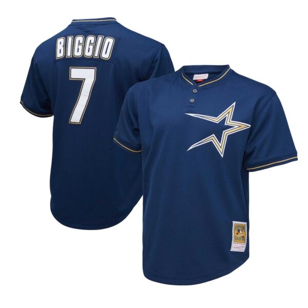 Craig Biggio Houston Astros Mitchell & Ness 1991 Cooperstown Collection Mesh Pullover Jersey - Navy - 49Native