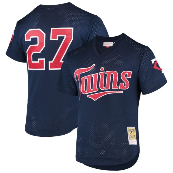 David Ortiz Minnesota Twins Mitchell & Ness 2002 Cooperstown Collection Mesh Batting Practice Jersey - Navy - 49Native