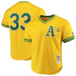 Jose Canseco Oakland Athletics Mitchell & Ness Cooperstown Collection Mesh Batting Practice Jersey - Gold - 49Native