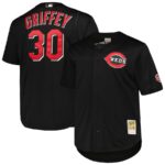 Ken Griffey Jr. Cincinnati Reds Mitchell & Ness Big & Tall Cooperstown Collection Batting Practice Replica Jersey - Black - 49Native
