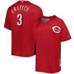 Ken Griffey Jr. Cincinnati Reds Mitchell & Ness Cooperstown Collection Mesh Batting Practice Button-Up Jersey - Red - 49Native