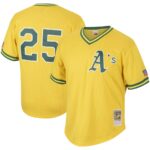 Mark McGwire Oakland Athletics Mitchell & Ness Cooperstown Collection Mesh Batting Practice Jersey - Gold - 49Native