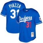Mike Piazza Los Angeles Dodgers Mitchell & Ness Big & Tall Cooperstown Collection Mesh Button-Up Jersey- Royal - 49Native