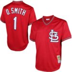 Ozzie Smith St. Louis Cardinals Mitchell & Ness Cooperstown Mesh Batting Practice Jersey - Red - 49Native
