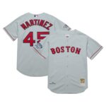 Pedro Martinez Boston Red Sox Mitchell & Ness 2004 Cooperstown Collection Throwback Jersey - Gray - 49Native