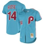 Pete Rose Philadelphia Phillies Mitchell & Ness Cooperstown Collection Jersey - Light Blue - 49Native