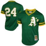 Rickey Henderson Oakland Athletics Mitchell & Ness 1991 Cooperstown Mesh Batting Practice Jersey - Green - 49Native