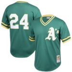 Rickey Henderson Oakland Athletics Mitchell & Ness Cooperstown Collection Big & Tall Mesh Batting Practice Jersey - Green - 49Native