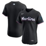 Miami Marlins Nike Alternate Vapor Premier Elite Patch Jersey - Black - 49Native