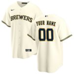 Milwaukee Brewers Nike Home Replica Custom Jersey - Cream - 49Native
