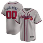 Atlanta Braves Nike Away Limited Custom Jersey - Gray - 49Native