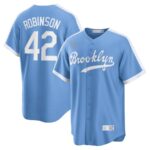 Jackie Robinson Brooklyn Dodgers Nike Alternate Cooperstown Collection Player Jersey - Light Blue - 49Native