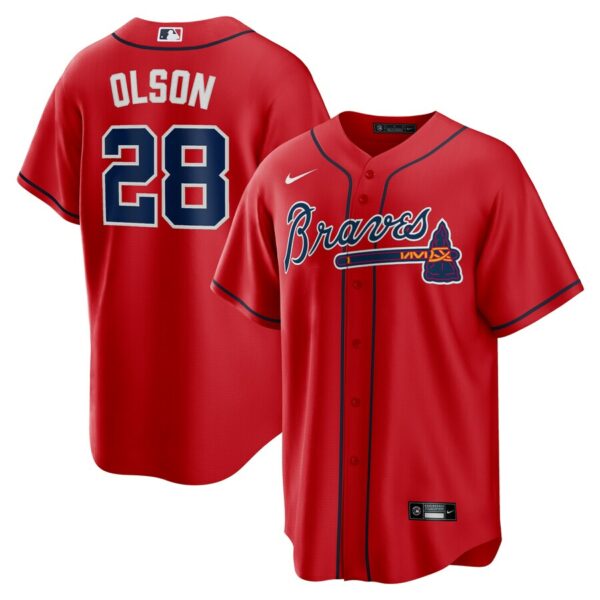 Matt Olson Atlanta Braves Nike Alternate Replica Player Jersey - Red - 49Native