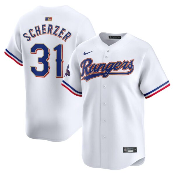 Max Scherzer Texas Rangers Nike 2024 Gold Collection Limited Player Jersey - White - 49Native