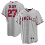 Mike Trout Los Angeles Angels Nike Road Replica Player Name Jersey - Silver - 49Native