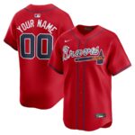 Atlanta Braves Nike  Alternate Limited Custom Jersey - Red - 49Native