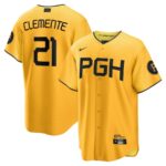 Roberto Clemente Pittsburgh Pirates Nike City Connect Replica Player Jersey - Gold - 49Native